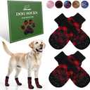 EXPAWLORER Dog Socks to Prevent Licking Paws, Dog Shoes for Hot Pavement, Anti Slip Dog Booties for Hardwood Floors, Dog Boots & Paw Protectors for Small Medium Large Senior Dogs, Red Black, M