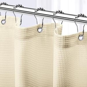 NEATERIZE Stall Shower Curtain Cream - Hotel Style Cream Shower Curtains for Bathroom with Waffle Design, 36x72 Inches - Fabric Shower Curtain - Cortinas de Baño Elegantes