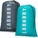 Isink Laundry Bag,2 Pack Travel Laundry Bags for Dirty Clothes,Large Laundry Bags for Camping & Traveling,Dirty Clothes Travel Bag,24" x 36" (Cyan + Gray)