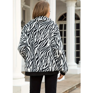 Women Long Sleeve Stand Collar Zebra S Women Long Sleeve Stand Collar Zebra S