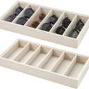 Juexica 2 Pcs Velvet Sunglasses Organizer Tray 6 Grid Sunglass Organizer Velvet Tray Stackable Glasses Display Case for Women Glasses Jewelry Display Watch (Beige)