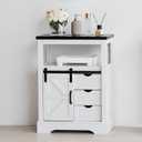 Real Relax Bathroom Floor Cabinet, Rustic Storage Cabinet with Sliding Barn Door & Convenient Storage Drawers, Ideal Solid Cabinet for Bathroom, Kitchen, Living Room, Bedroom
