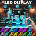 Royxen LED Lighted Liquor Bottle Shelf 3 Tier, 16 Inch Bar Shelf with Remote, Bottle Stand Multi-Color Lighting Modes for Bars