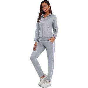 Women's 2 Piece Tracksuit Long Sleeve Track Suits Full Zip Lounge Set Sweatsuits Outfits, Grey Small