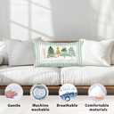 Merry and Bright Christmas Tree Pillow Covers 12x20,Green and Gold Christmas Decorations, Watercolor Xmas Trees Green Striped Lumbar Pillow Cover Decor for Home Bedroom Living Room