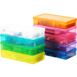 9 Pack Color Plastic Storage Boxes with Lids, Craft Jewelry Life Item Organizer for Puzzles, Pens, Rings, Needle and Thread, Nail Polish, Remote Controls