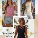 Cuffbow 3 Pack Cutout Tops for Women Sexy Keyhole Tank Top Ribbed Hollow Out Sleeveless Fitted Summer Casual Shirts(Medium,Black,Beige,Rose-red) (M)