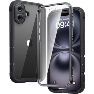Diaclara Designed for iPhone 16 Case, Full Body Rugged Case with Built-in Touch Sensitive Anti-Scratch Screen Protector, with Camera Protection for iPhone 16 6.1" (Black)