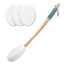 AmazerBath Lotion Applicator for Back, Feet, 4 Replacement Pads with 17" Curved Handle, Back Sunscreen Applicator for Kids, Elderly, Women, Apply Skin Cream Medicine Moisturizer Tanner, White