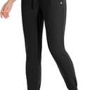 Willit Women's Fleece Lined Joggers Warm Pants Running Thermal Sweatpants Winter Athletic Hiking Water Resistant with Pockets (Black, XXL)