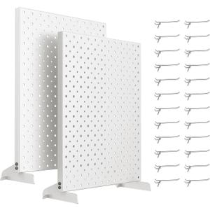 Pegboard Smith 2-Pack Metal Tabletop Pegboard Display Stand for Craft Shows  12"x16" Tabletop Peg Board Display with 24 Hooks for Jewelry (Milky White)