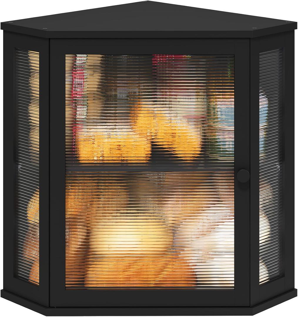 Corner Bread Box for Kitchen Counter, Bamboo Wood Large Capacity Bread Storage Bin with Acrylic Wavy Door Panel (Black, Extra Large) Corner Bread Box for Kitchen Counter, Bamboo Wood Large Capacity Bread Storage Bin with Acrylic Wavy Door Panel (Black, Extra Large)