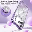 Petocase for iPhone 17 Pro Max 6.9 inch Case Magnetic Glitter Phone Cases [Compatible with MagSafe] Sparkle Diamond Rhinestone Camera Lens Protector Slim Shockproof Cover for Girs Women Purple