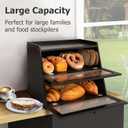 Pure Bamboo Bread Box, Roomy Bread Storage Container, Keeps Homemade Bread Fresh and soft, Easy to Assembly Breadbox for Kitchen Countertop (Black)