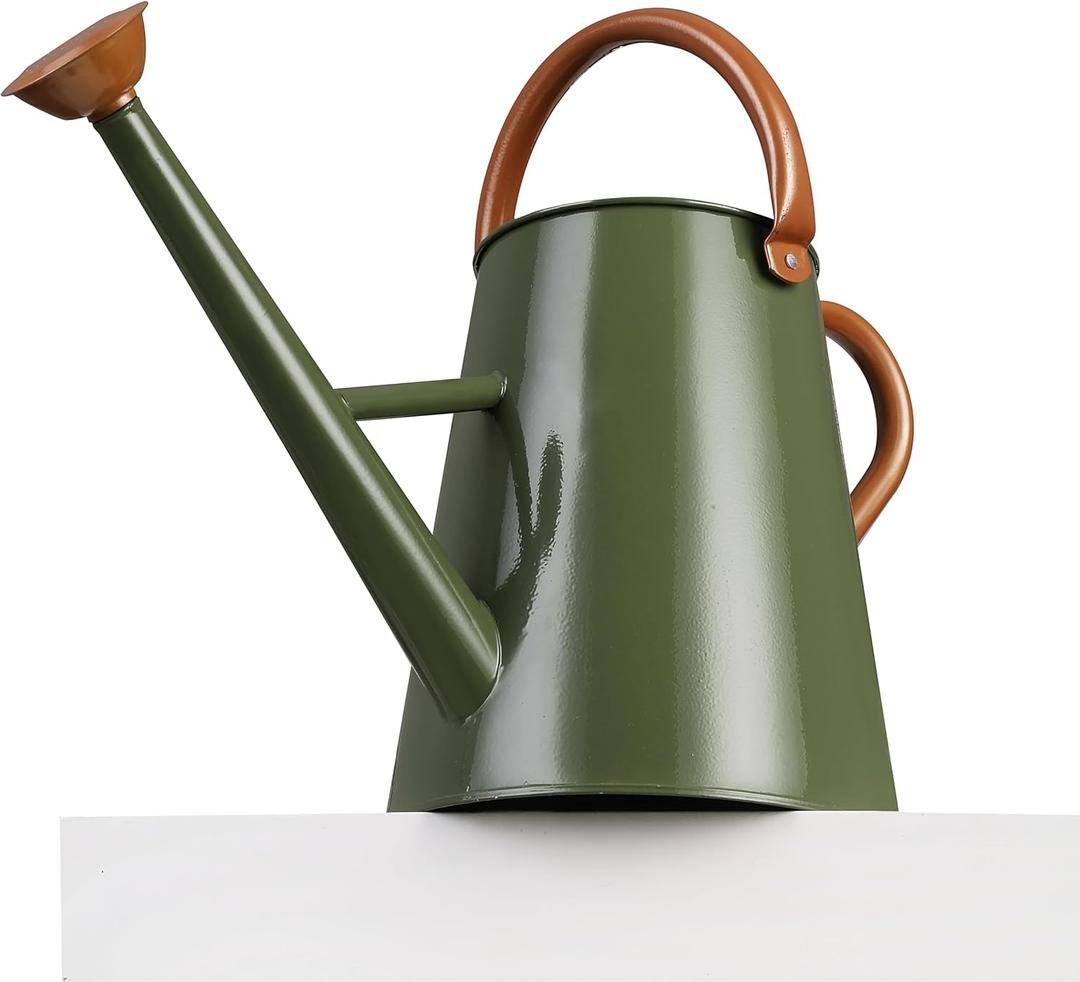 Metal Watering Can with Removable Spout, 1.5 Gallon Large Watering Cans for Plants, Galvanized Steel Gardening Water Can for Indoor & Outdoor Use, Watering Pot with Ergonomic Movable Handle (Olive Green)