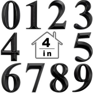Jetec 10 Pcs House Numbers 3D Door Mailbox Numbers 0-9 Self Adhesive House Door Street Address Stickers for, Apartment, Office, Hotel Room, Mailbox Signs(4 x 2.5 Inches,Black)