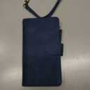 RANYOK Wallet Case Compatible with iPhone 12/12 Pro (6.1 inch), Premium PU Leather Zipper Flip Folio RFID Blocking Wallet with Wrist Strap Kickstand Protective Case - Blue