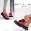 Putu Women's Platform Slide Sandals Open Toe Sandals Comfort Slides Slip On Hot Pink Size 8