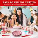 168Pcs Gingham Party Supplies for 24 Guests Thick Napkins and Paper Plates Knives Spoons Forks Cups Disposable Tableware Set Cutlery for Dinner Baby Shower Wedding Favor(Red)