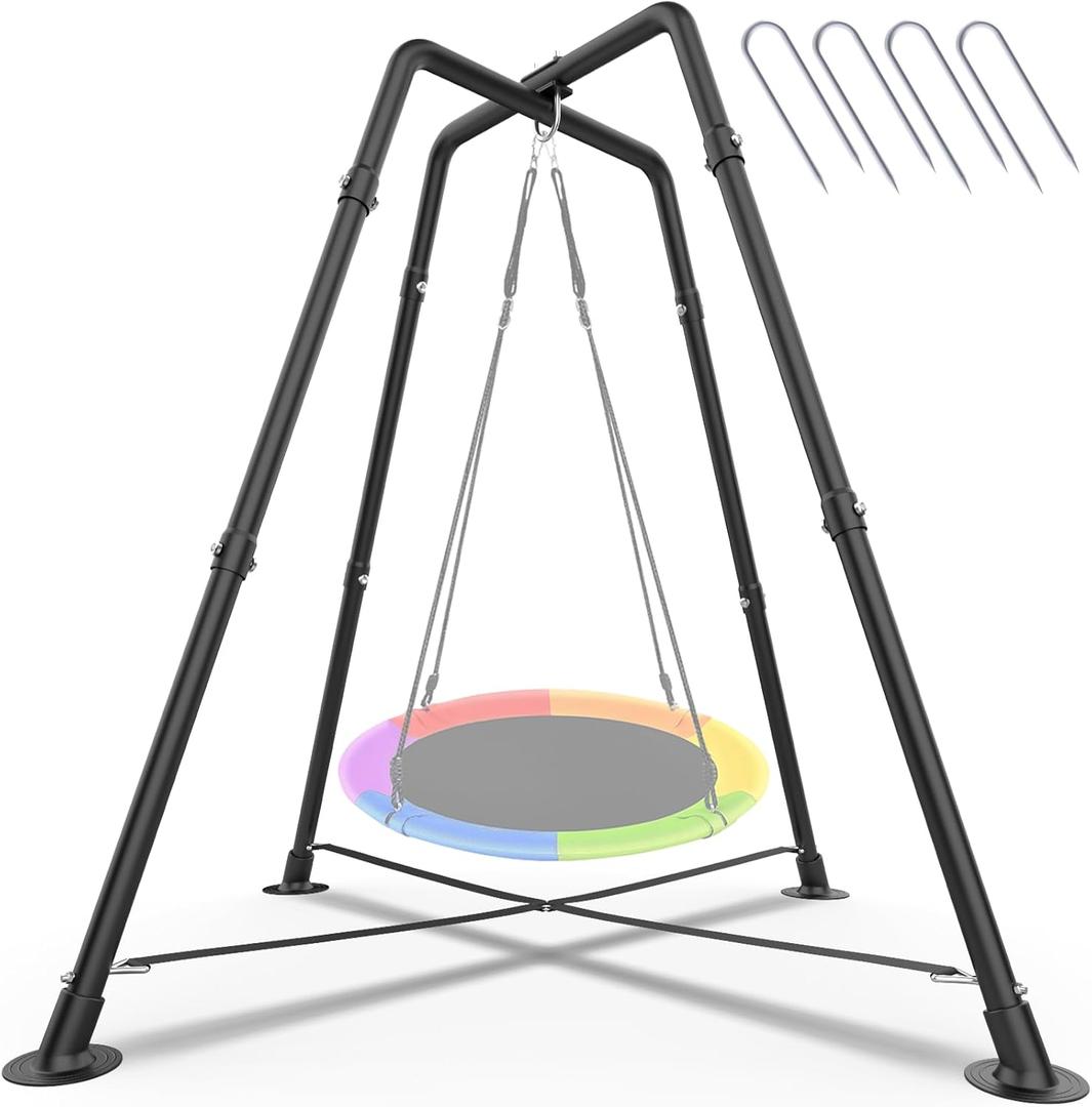 Heavy Duty Swing Frame, 330LBS Metal Swing Stand for Kids and Adults, Fits for Most Swings - for Indoor and Outdoor Use, Black (Saucer Swing NOT Included)