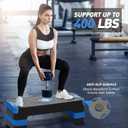GYMMAGE Aerobic Exercise Step, Adjustable Aerobic Stepper for Exercise, Workout Step Platform for Step Up, 26.5" Step Deck with 4 6 8 Adjustable Height Risers, Women Home Gym Cardio Fitness
