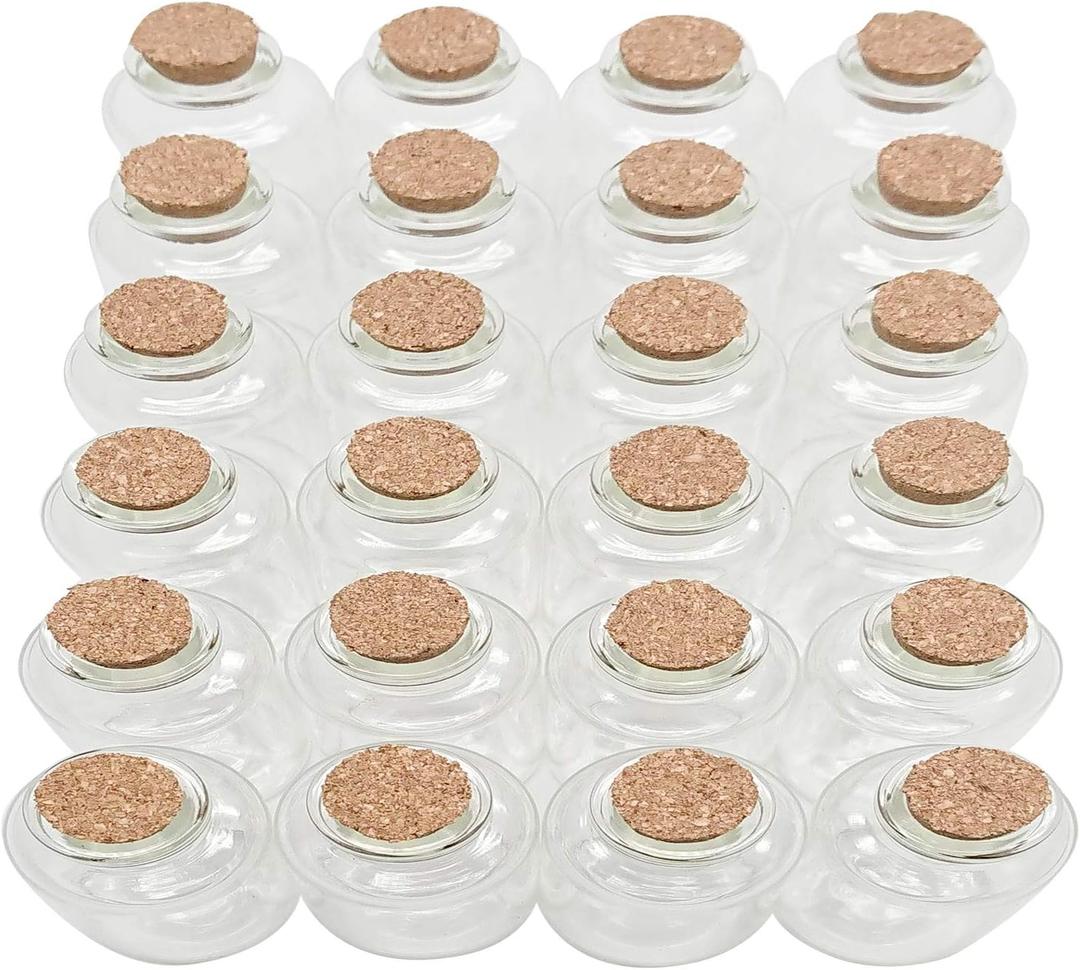 Axe Sickle 32 Pcs 30 mL Cork Stopper Glass Bottles 1 Ounce DIY Decoration Mini Wishing Glass Bottles for Potion, Party Favors, Weddings, Message in a Vials