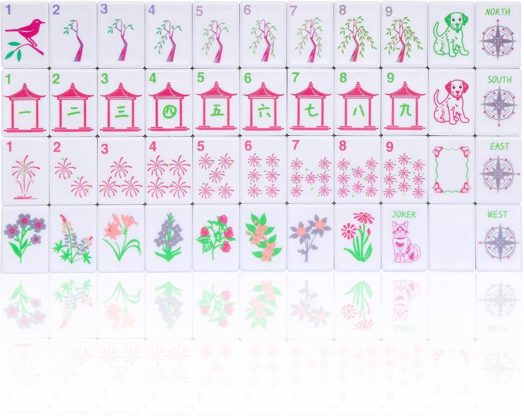 Large Mahjong Set, American Mahjong Game Set with 160 Tiles (1.41’’), 4 Racks & Thickened White Carrying Bag and Accessories, Portable Travel Mahjong Tiles Set