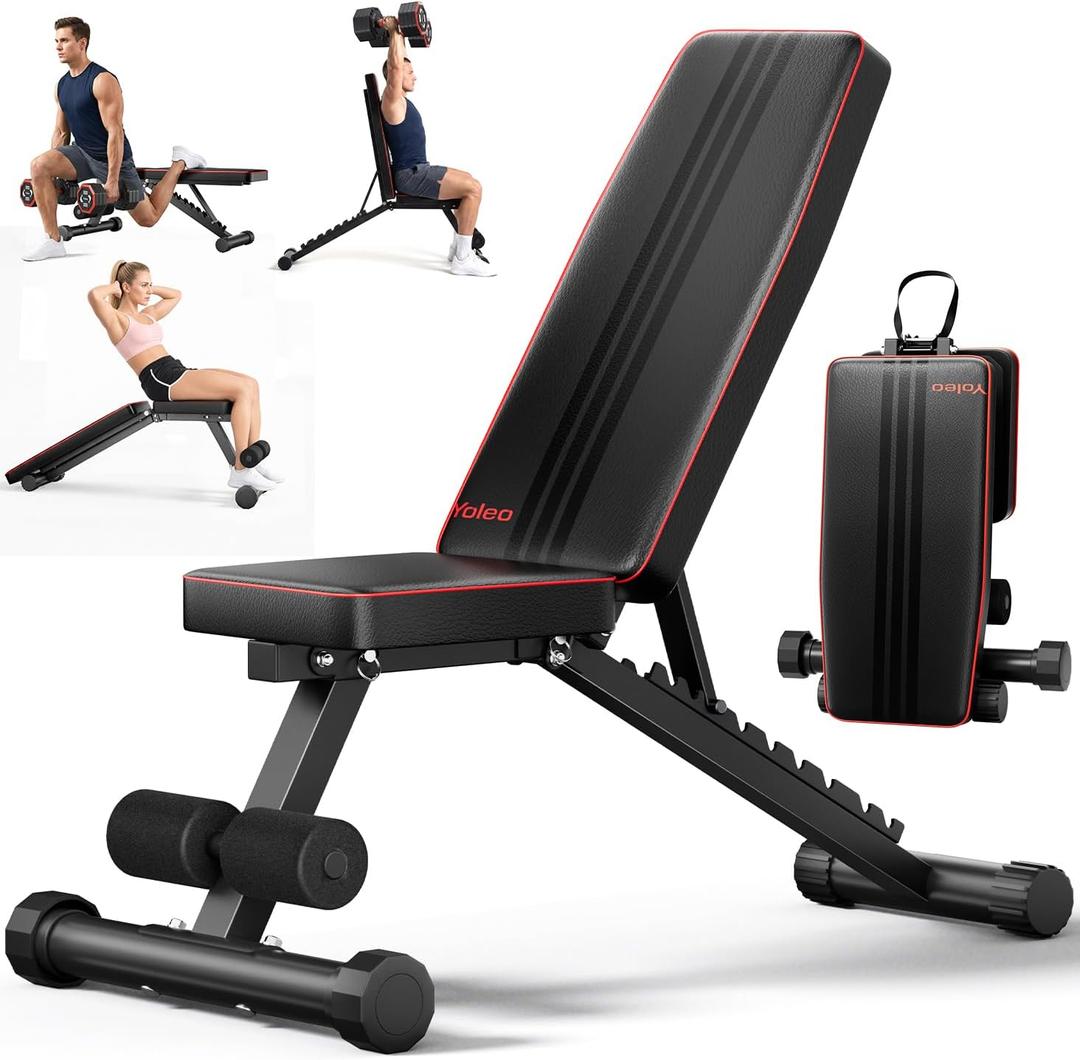 YOLEO Adjustable Weight Bench, 827LBS Foldable Workout Bench for Home Gym
98% Pre-Assembled, 84-90 Positions Incline Decline Flat, Foldable Gym Bench with Wider Seat for Home Gym