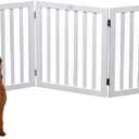 Dog Gate Wooden Freestanding Pet Gate Indoor Dog Fences,Pet Gate for Dogs,House Gate for Doorways & Stairs,3 Panel 23.6' Height-White