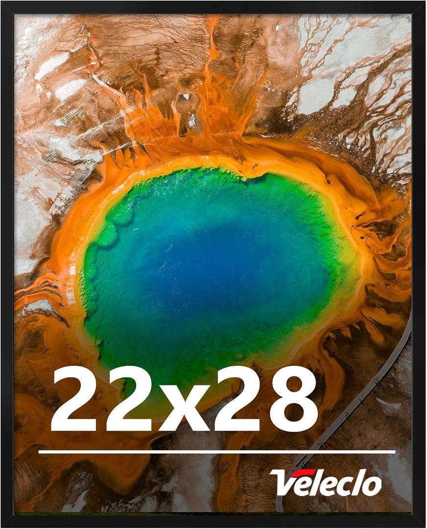 22x28 Picture Frame for Wall Display, 22x28 Black Picture Frame with Shatter Resistant Plexiglass, Stable and Sturdy 22 x 28 Poster Frame for Wall Display, Handpicked Gift Collection, 1 Pack
