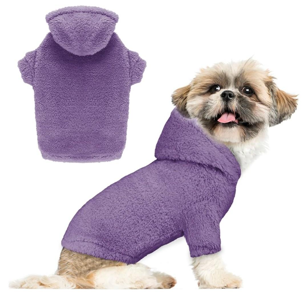 Sweaters for Small Dogs Dog Hoodie Pet Clothes Warm Soft Cozy Coats Hooded Sweatshirt Fleece Small Pet Hoodies Sweater(Purple-S)