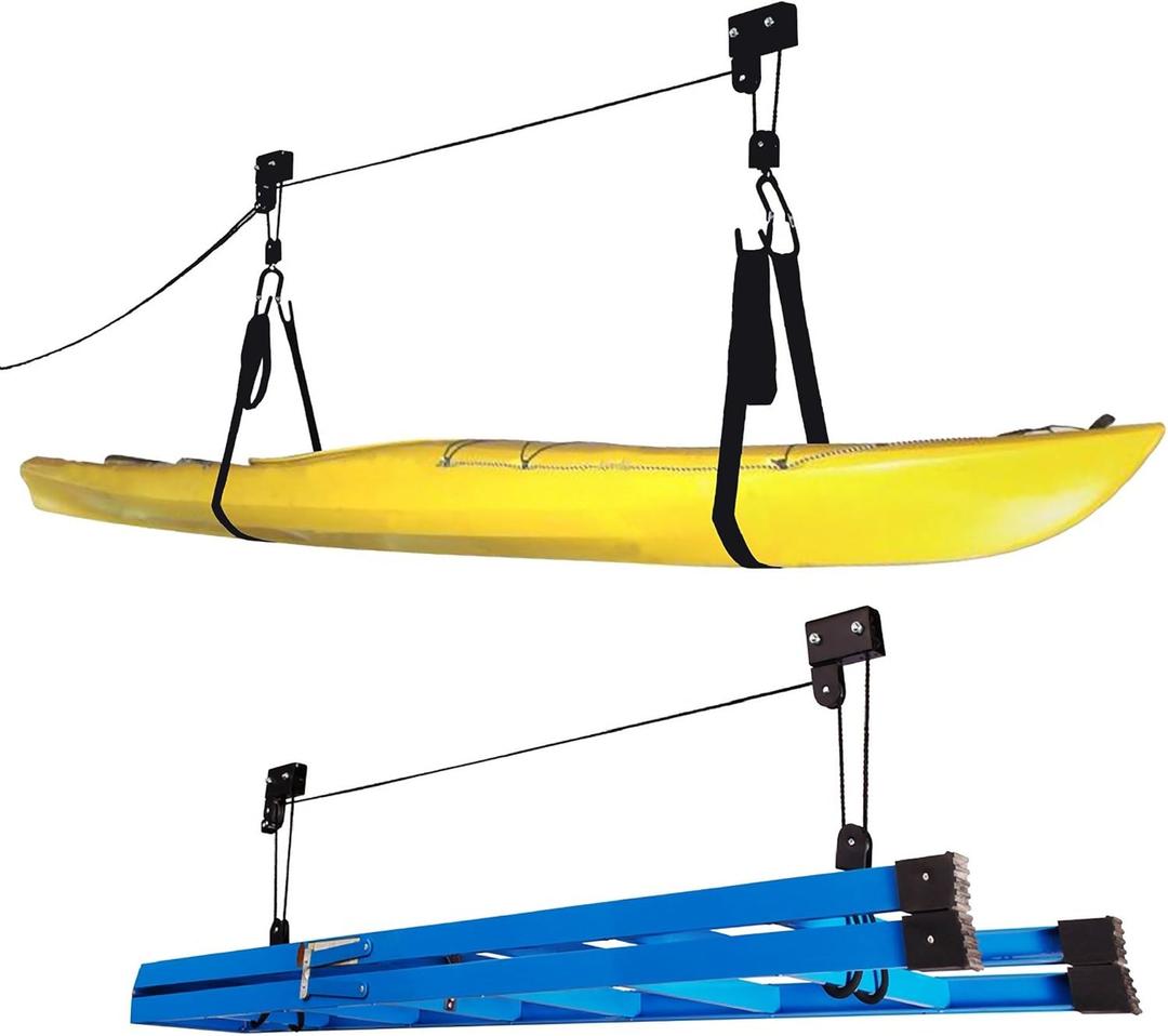 RAD Sportz Kayak Hoist 2-Pack Quality Garage Storage Canoe Lift with 125 lb Capacity Even Works as Ladder Lift Premium Quality Pulley System