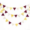 Maroon Gold Party Decorations Burgundy Beige Gold Glitter Felt Hanging Triangle Mini Bunting Pennant Banner Flag for Birthday Graduation Wedding Baby Shower Anniversary Party Nursery Classroom Decor