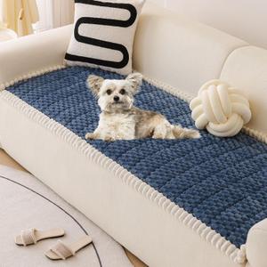 vctops Blue Faux Fur Couch Cover for Dogs Washable, Fuzzy Pet Couch Covers for 3 Cushion Sofa Pet Friendly, Non Slip Sofa Cover (Blue,28"x59")