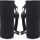 Kvvdi 2 Pack 32 oz Neoprene Glass Water Bottle Cooler Sleeve Insulator 32oz Bottle Cover Holder Carrier with Shoulder Strap, 3 X 8 inch, 32 to 40 oz