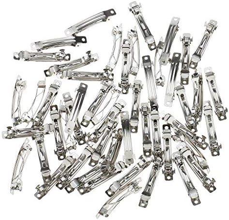 French Barrette Style Hair Clips Metal Silver DIY Craft Bow Prong to Decorate (100mm - 20 PCS)