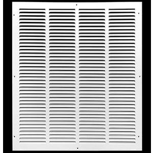 HVAC Premium 20'' x 25'' [Duct Opening] Flat Stamped Steel Return Air Grille - Sidewall and Ceiling - HVAC Vent Duct Cover - White [Outer Dimensions: 21.75''w X 26.75''h]