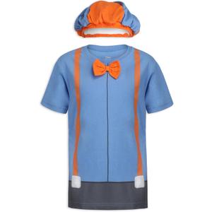 Blippi Boys Roleplay T- Shirt and Hat Set for Toddler, Little and Big Kids (6, Blue)