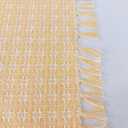 Table Cloth, Yellow/White Woven Fringed, 100% Cotton Table Cover, Size 60x102 Inch, Suitable for Formal Dining, Everyday Meals and Casual Occasions.