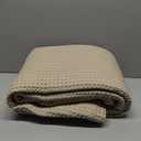 100% Cotton Blankets Queen Size for Bed - Waffle Weave Blankets for Summer, Lightweight and Breathable Soft Woven Blanket for Spring, White, 90x90 Inches (Light Orange, Throw (50" x 60"))