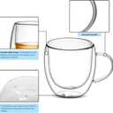Sorfity Cappuccino Glass Mugs, Set of 4 Double Walled Espresso Mug Cups Glass Mug Set Insulated Clear Drinking Glass Coffee Cups with Handle for Latte, Cappuccino, Tea Bag, Juice (250ml /8.45oz)