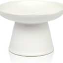 Extra Wide 6.1" Raised Cat Food Bowl, Shallow Ceramic Elevated Cat Feeder, Anti Vomiting, Stress Free, Whisker Fatigue, Pet Food or Water Bowl, White