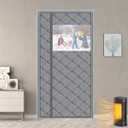 HooTown Magnetic Thermal Insulated Door Curtain Fits Door Size 36" x 82", Sideway Open with Window Durable Waterproof Cloth and Thicken Cotton, Winter Cover, Weatherproof, Reduce Noise, Gray