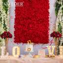 Flower Wall Panel Backdrop: 12 Pcs 24 x 16 Inch Red Artificial Hydrangea Floral Panels