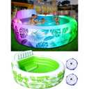 Inflatable Pool with Pool Lights, Oversized Thickened Blow Up Pools with Seat, Family Inflatable Pools for Audlts, 88"x83"x22" Large Inflatable Kids PooI for Backyard, Kiddie pooI Outdoor (White)
