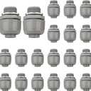 Conduit Connectors, 3/4 Inch Liquid Tight Connector NPT Non-Metallic for PVC Electrical Flexible Conduit Fittings, 180 Degree Straight, UL Listed for Home Outdoor Tubes Tools, Grey (20-Pack)