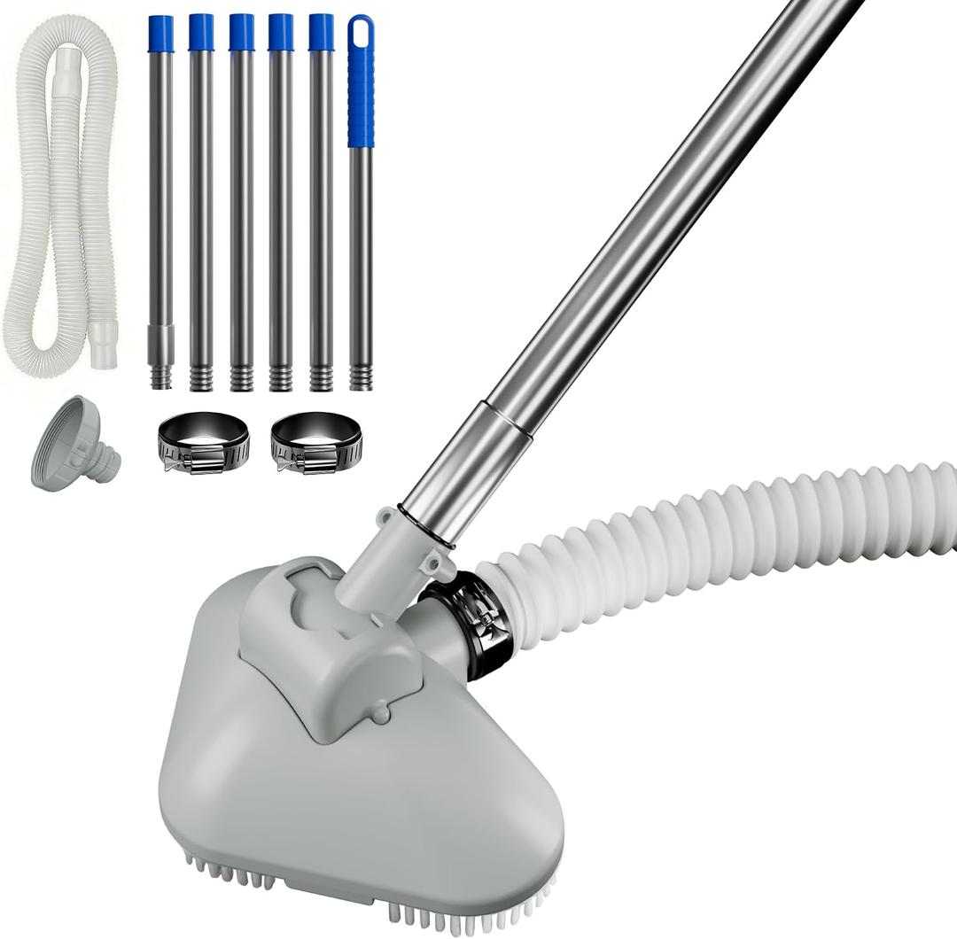 Pool Vacuum for Smaller Above-Ground Pools, Pool Cleaner with Telescopic Pole & 13ft Hose, Handheld Pool Vacuum Driven by Filter Pump, Pool Cleaning Kit for Small Above-Ground Pool