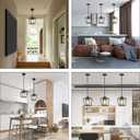 1 Pack Black Pendant Light Fixture Farmhouse Iron Cage Metal Pendant Light Lantern Hanging Light Fixtures with Clear Glass Shade for Kitchen Island, Dining Room, Hallway,Entryway1