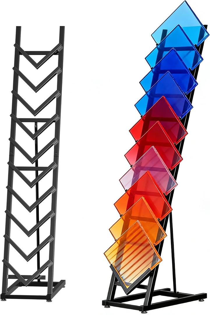 lukar 10 Tier Floor Standing Tile Display Rack, Flooring Sample Board Rack