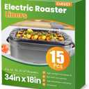 CAREGY Electric Roaster Liners 34 x 18 Inch 15 Counts Disposable Roaster Liners Fits 16, 18, 22 Quarts Roasters, Roasting Oven Liners Cooking Bags for Immediate Cleanup
